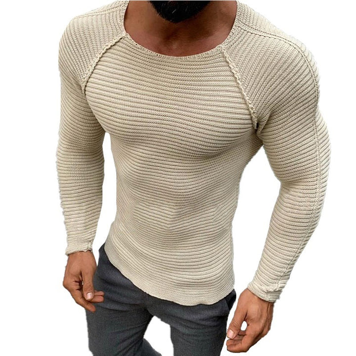 Herren nan figurbetonter Strickpullover mit Raglanärmeln und elastischer Struktur Drune
