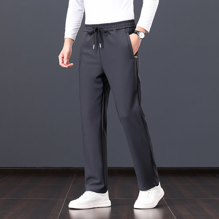 Herren elastische Freizeithose mit Tunnelzug, geradem Bein und verdeckten Reißverschlusstaschen Drune