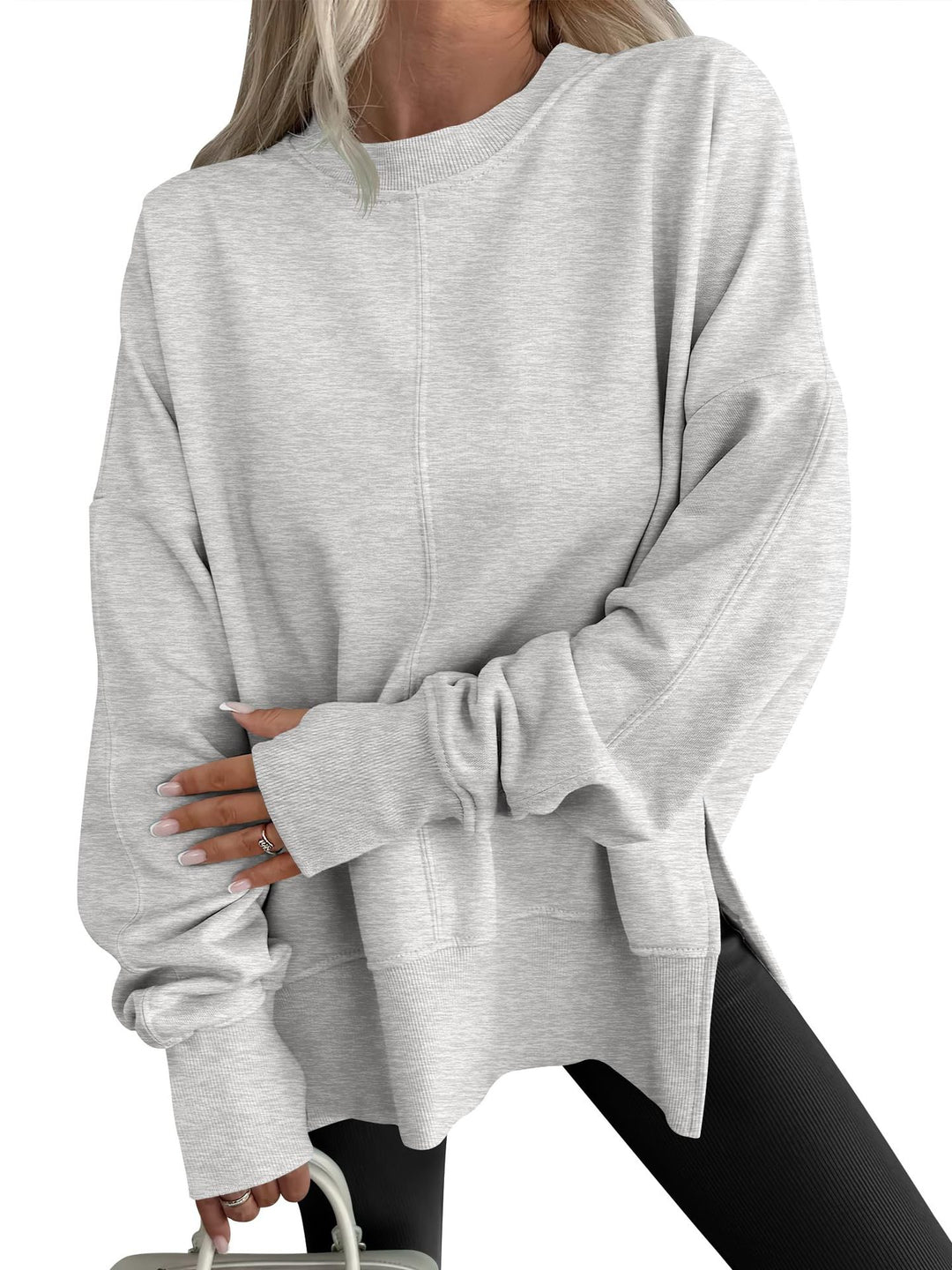 Damen Oversize-Sweatshirt mit Mittelnähte, Rundhals und überschnittener Schulter Drune