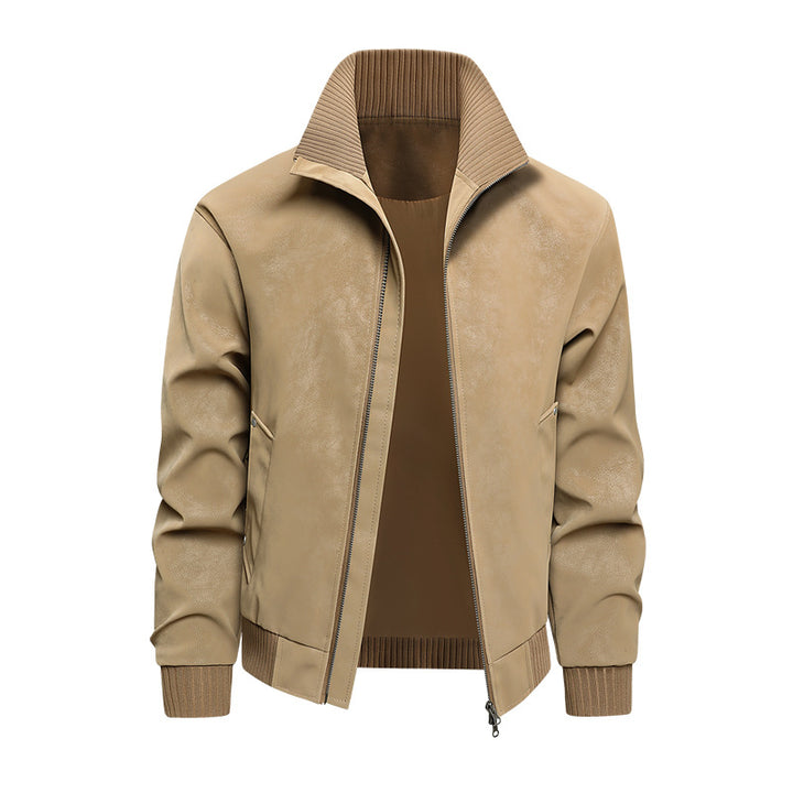 Herren Velours‑Imitat Bomberjacke mit Stehkragen, Thermofutter & Reißverschluss Drune