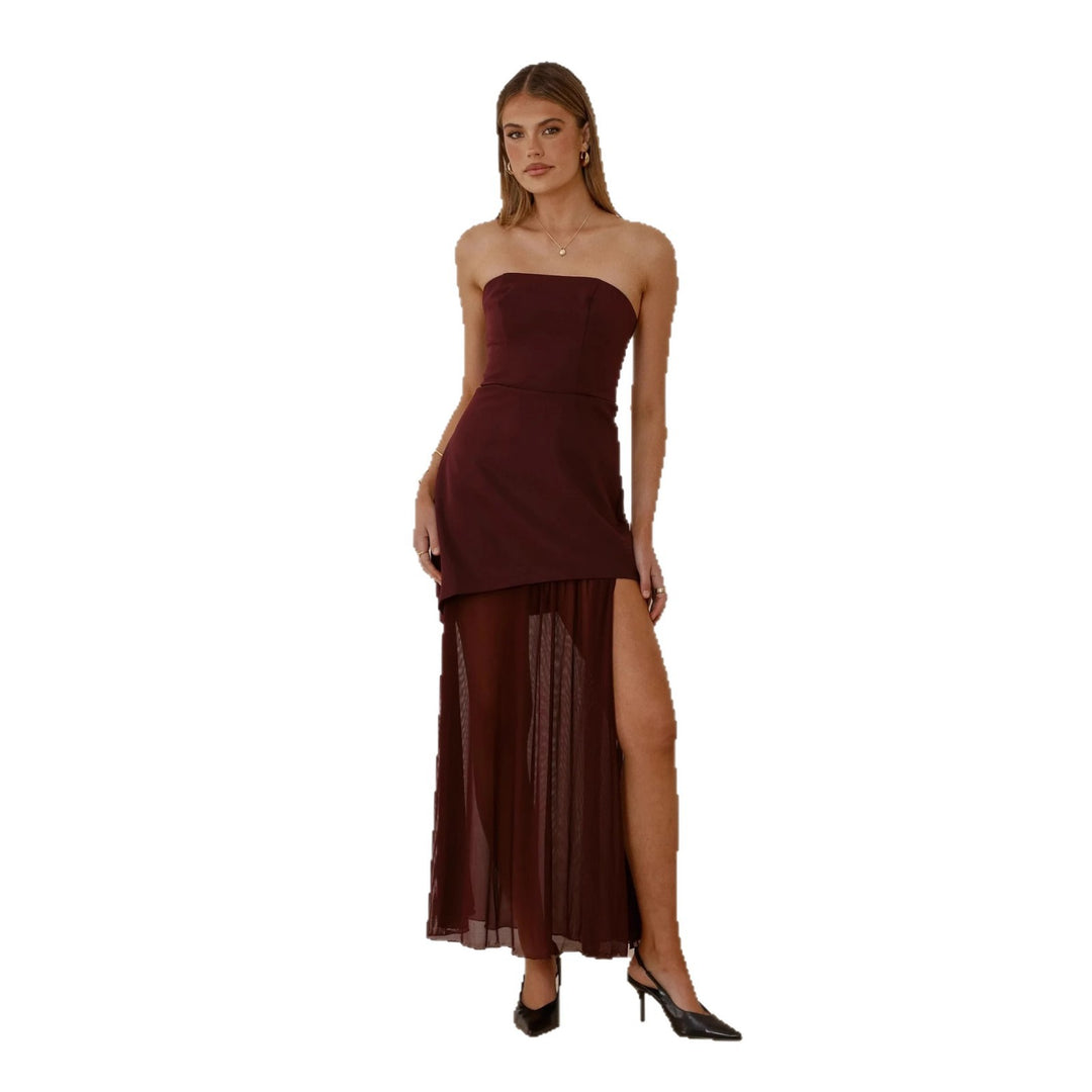 Damen Elegantes Abendkleid mit asymmetrischem Schnitt und verführerischem Schlitz Drune