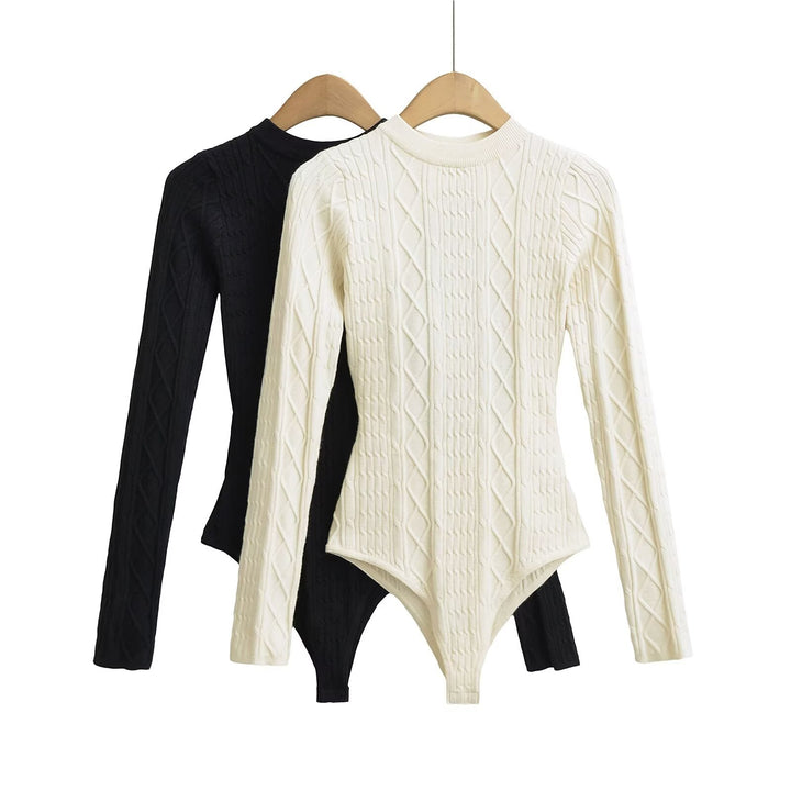 Damen Langarm Bodysuit mit strukturiertem Design Drune