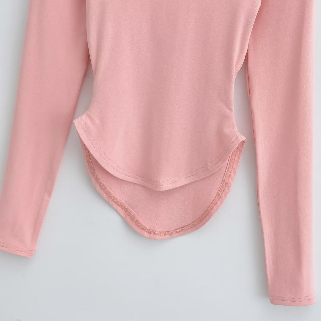 Damen Langarmshirt mit modernem Schnitt und geschwungenem Saum Drune