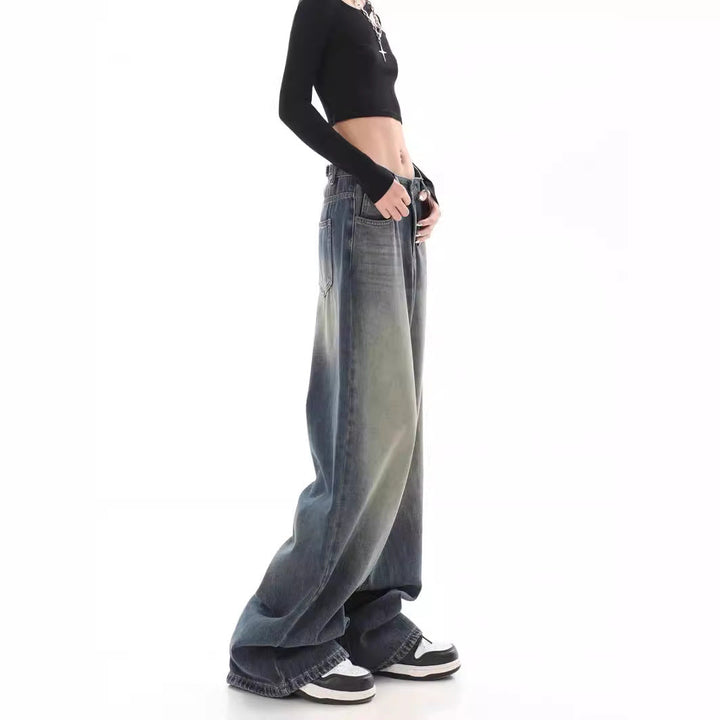 Damen Weite Jeanshose mit hohem Bund Drune