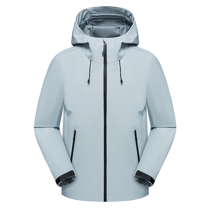 Herren Urbaner Softshell-Regenparka mit getapten Nähten, verstellbarer Kapuze und wasserdichtem Reißverschluss Drune