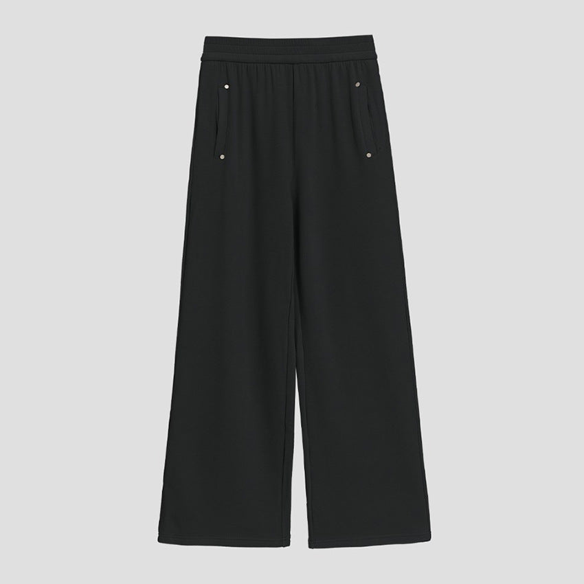 Damen Weite Satin-Hose mit hohem Elastikbund und fließender Drapierung Drune