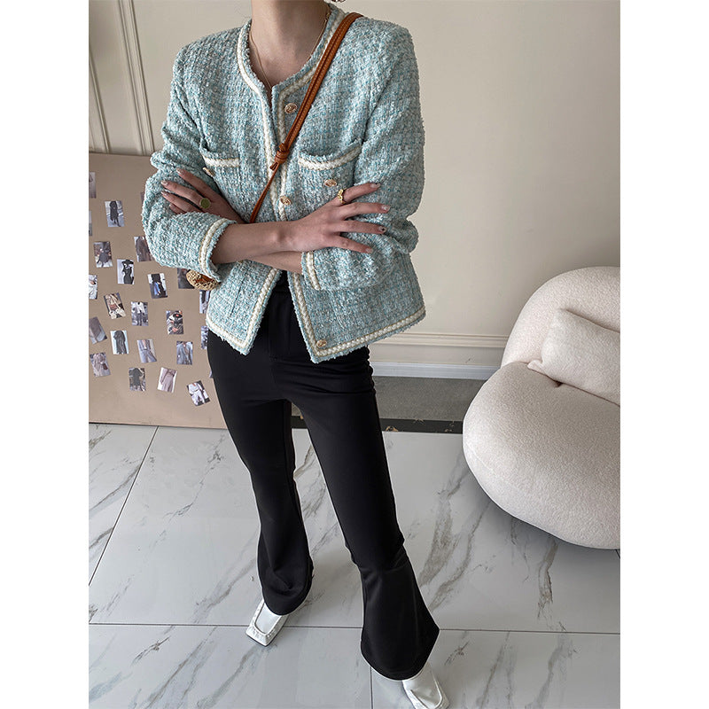 Damen Elegante Bouclé-Jacke mit Schmuckknöpfen Drune