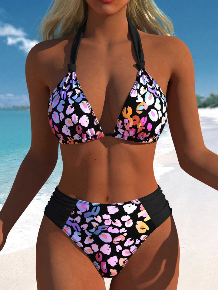 Damen Bikini-Set mit modernen Polka-Dots und hoch taillierter Bikini-Hose Drune