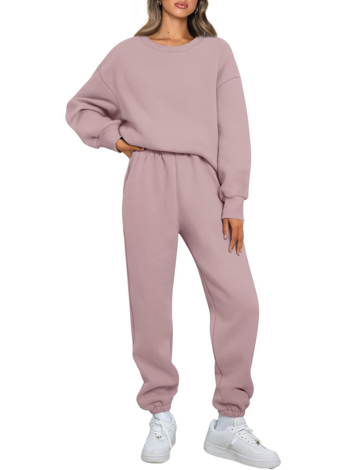 Damen nan gemütliches zweiteiliges Lounge-Set aus French-Terry mit Oversize-Sweatshirt und taillierter Jogginghose Drune