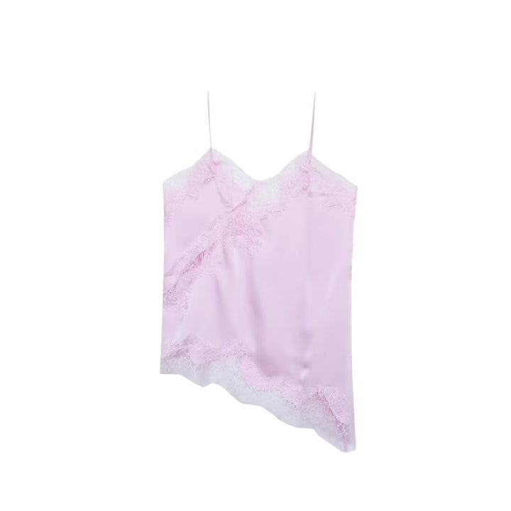 Damen-Spitzen-Camisole mit asymmetrischem Schnitt und eleganten Punkten Drune