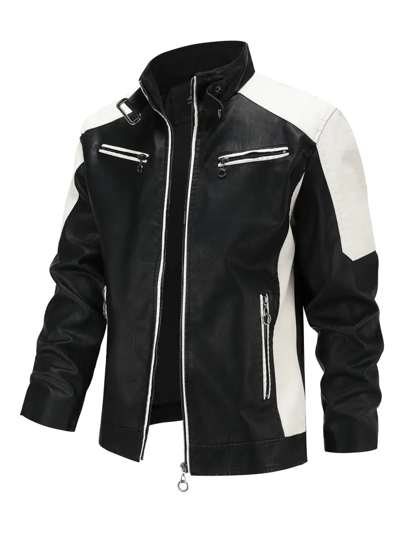 Herren Sportliche Kunstlederjacke mit Reißverschluss Drune