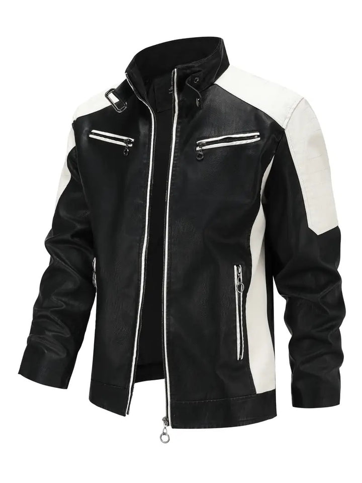 Herren Sportliche Kunstlederjacke mit Reißverschluss Drune