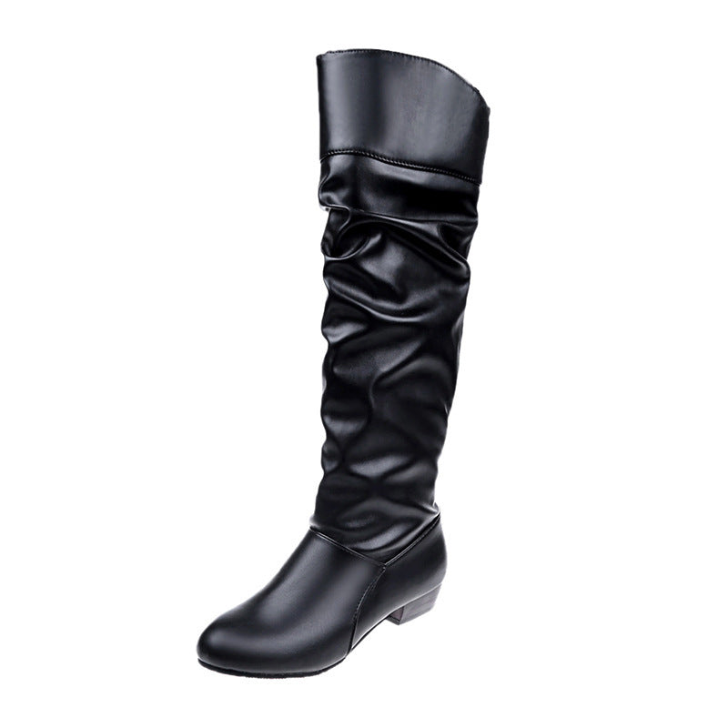 Damen nan knielange Slouch-Stiefel mit weichem Schaft und niedrigem Blockabsatz Drune