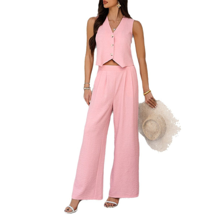 Damen Zweiteiliges Set mit cropped Top und weitem Hose Drune