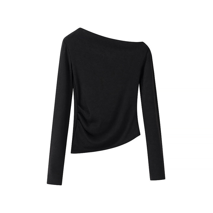 Damen Asymmetrisches One-Shoulder Langarmshirt mit Raffung Drune