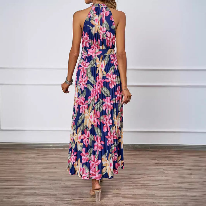 Damen Maxikleid mit detaillierter Plisseeverarbeitung und schickem Bindegürtel Drune
