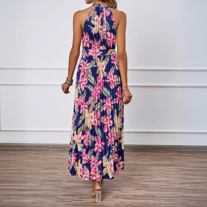Damen Maxikleid mit detaillierter Plisseeverarbeitung und schickem Bindegürtel Drune
