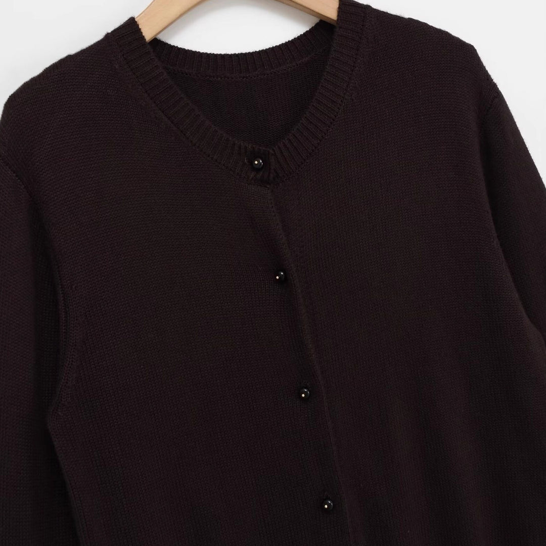 Damen kuschelige Strickjacke mit Knopfverschluss Drune