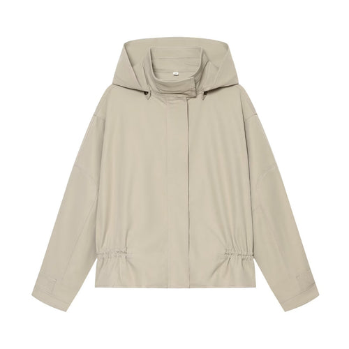 Damen Leichte Kapuzenjacke mit Tunnelzug-Taille und verdeckter Reißverschlussleiste Drune