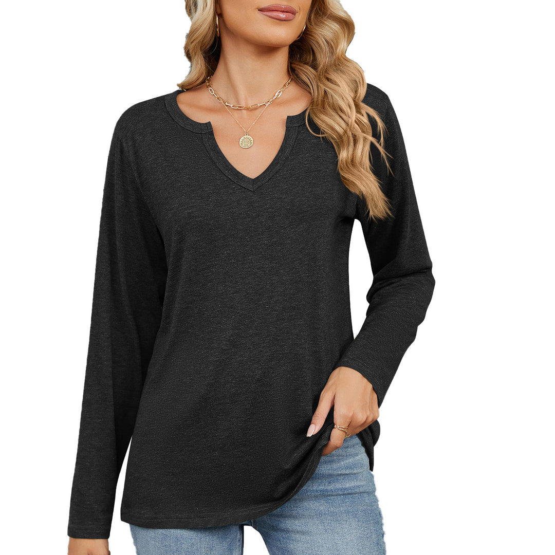 Damen Langarmshirt mit modischem V-Ausschnitt und lässiger Passform Drune