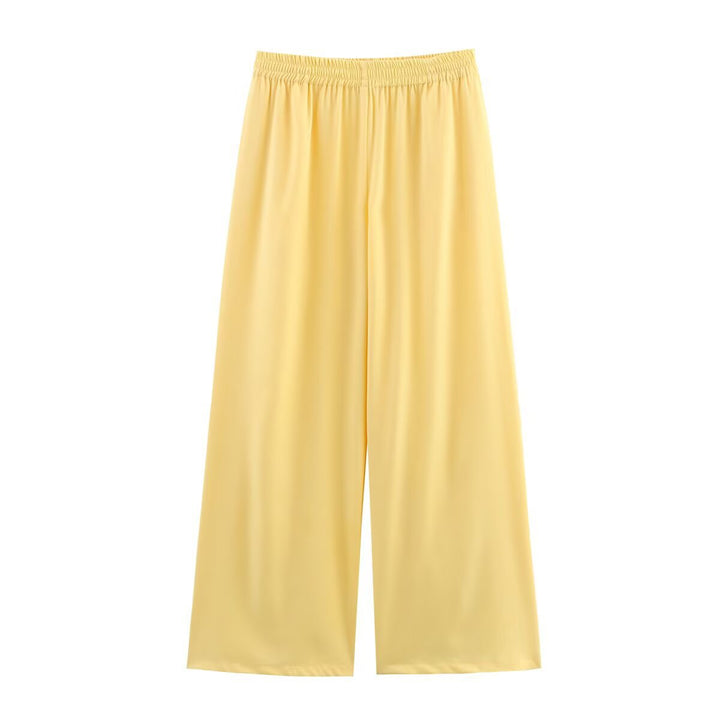 Damen Weite Palazzohose mit elastischem Bund und fließender Beinweite Drune