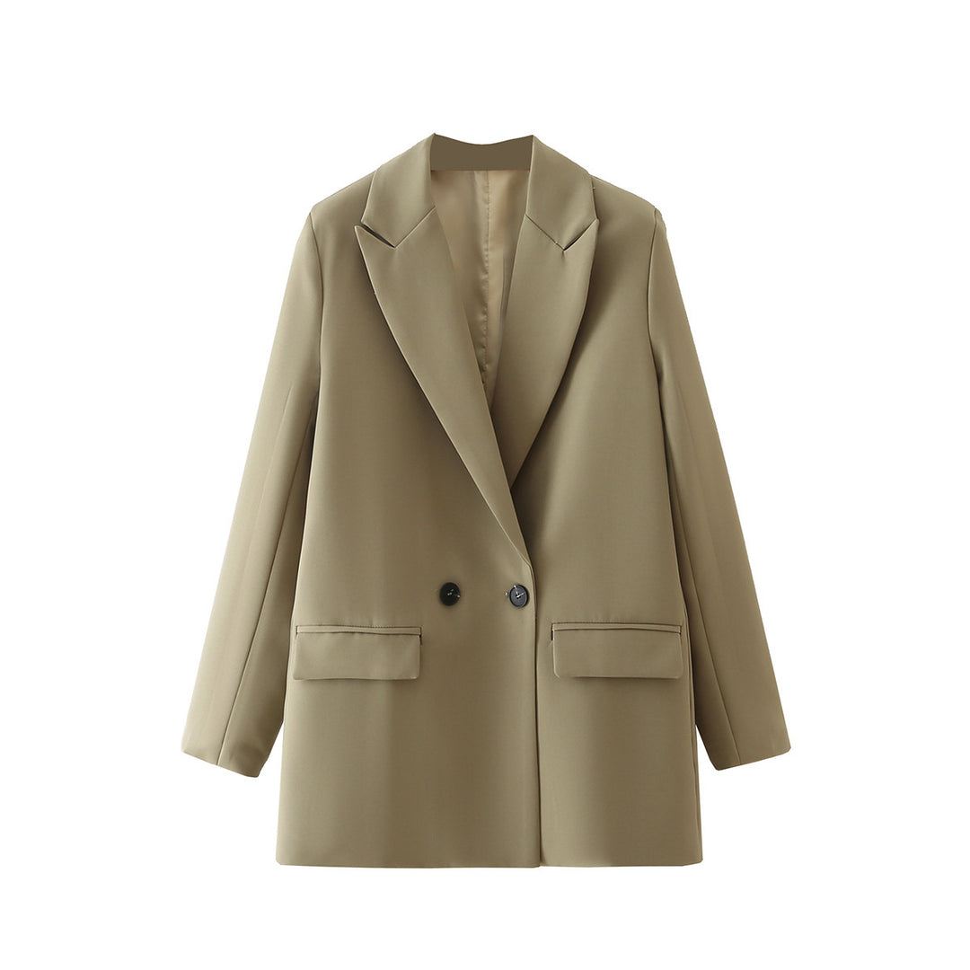 Damen Oversize Doppelreihiger Blazer mit fallendem Revers und weicher Innenfütterung Drune