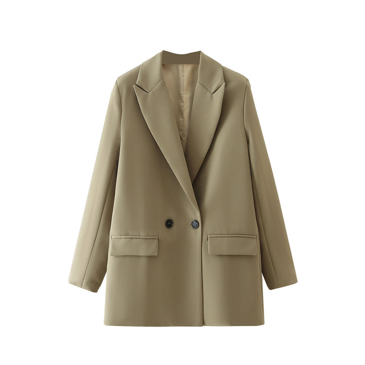 Damen Oversize Doppelreihiger Blazer mit fallendem Revers und weicher Innenfütterung Drune