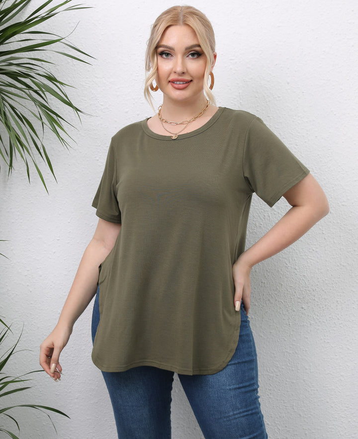 Damen lässiges T-Shirt mit seitlichen Eingrifftaschen Drune