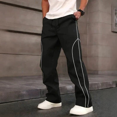 Herren Sportliche tapered Trainingshose mit elastischem Bund, Tunnelzug & Kontrastpaspel Drune