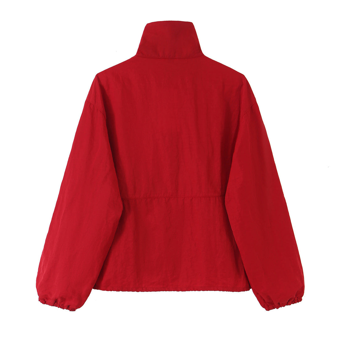 Damen Leichte wattierte Windjacke mit Stehkragen und Polka‑Dot‑Print Drune