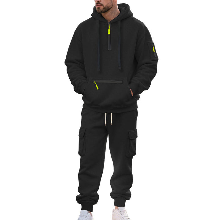 Herren Urbane Cargo-Jogging-Set mit Utility-Hoodie, Reißverschluss-Details und Cargo-Joggers Drune