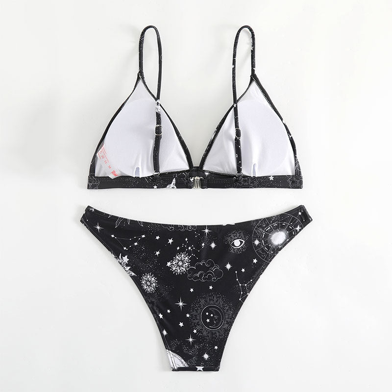 Damen Triangel-Bikini mit einzigartigem Sternenmotiv und verstellbaren Trägern Drune