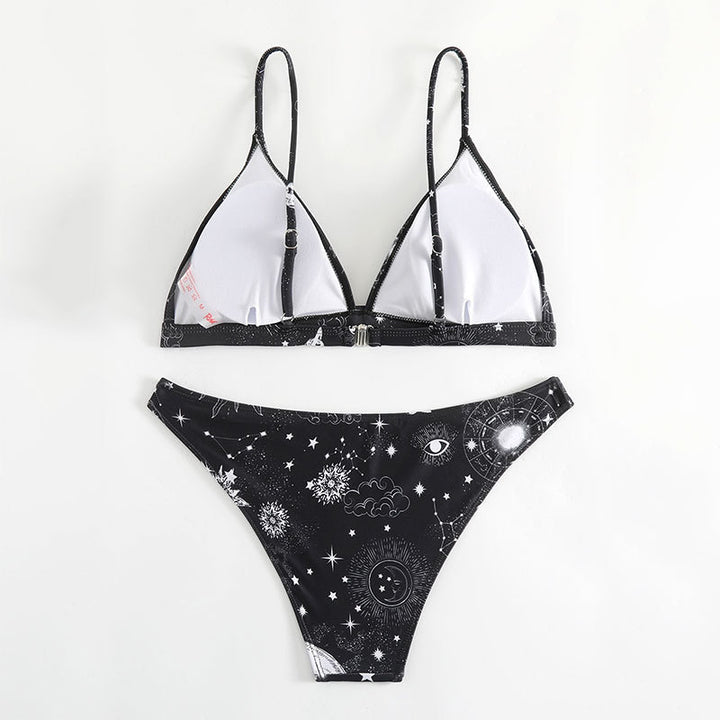 Damen Triangel-Bikini mit einzigartigem Sternenmotiv und verstellbaren Trägern Drune