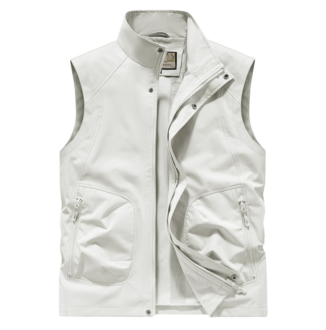 Herren Utility Softshell Weste mit hohem Stehkragen, Reißverschluss & Multifunktions-Taschen Drune