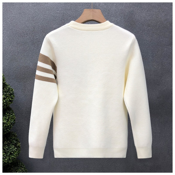 Herren modischer Strickpullover mit sportlichen Streifen Drune
