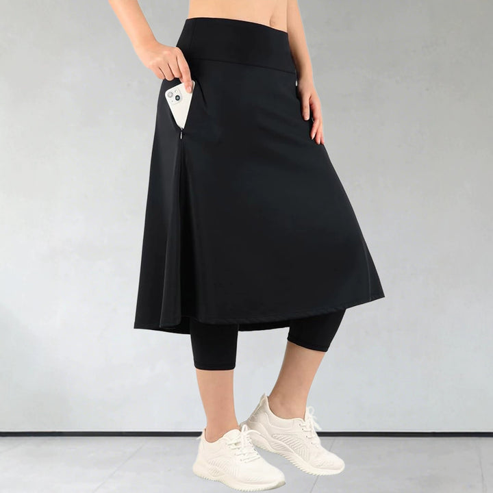 Damen Leggings mit integriertem Tellerrock und seitlicher Reißverschlusstasche Drune