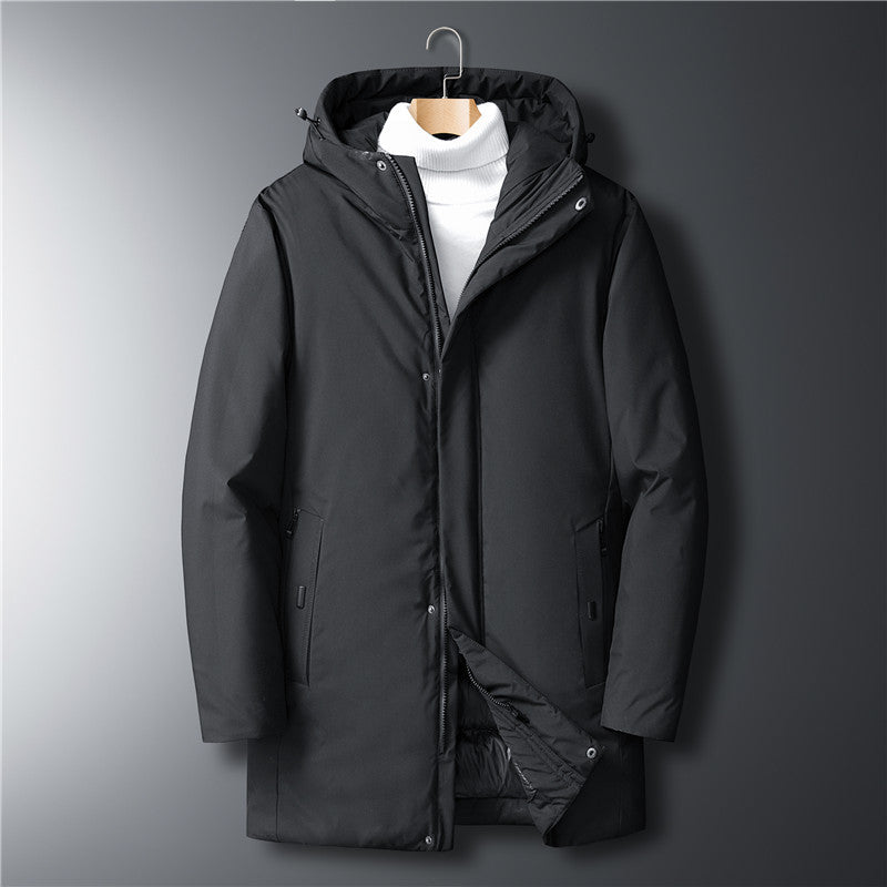 Herren moderner Urban-Longparka mit versteckter Reißverschlussblende und ergonomischer Kapuze Drune