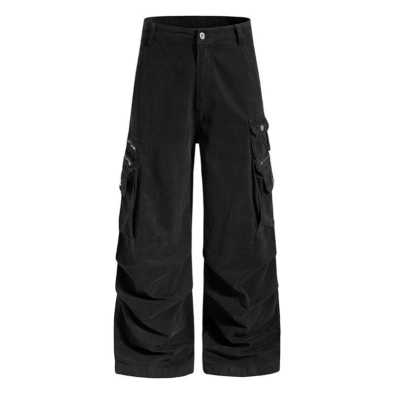 Damen weite High‑Waist Cargo‑Culottehose mit großen Klappentaschen und verstellbarem Saum Drune