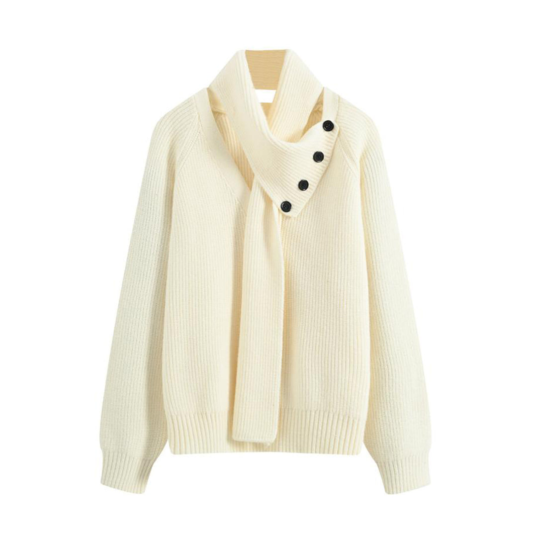 Damen Grobstrickpullover mit asymmetrischem Kragen Drune