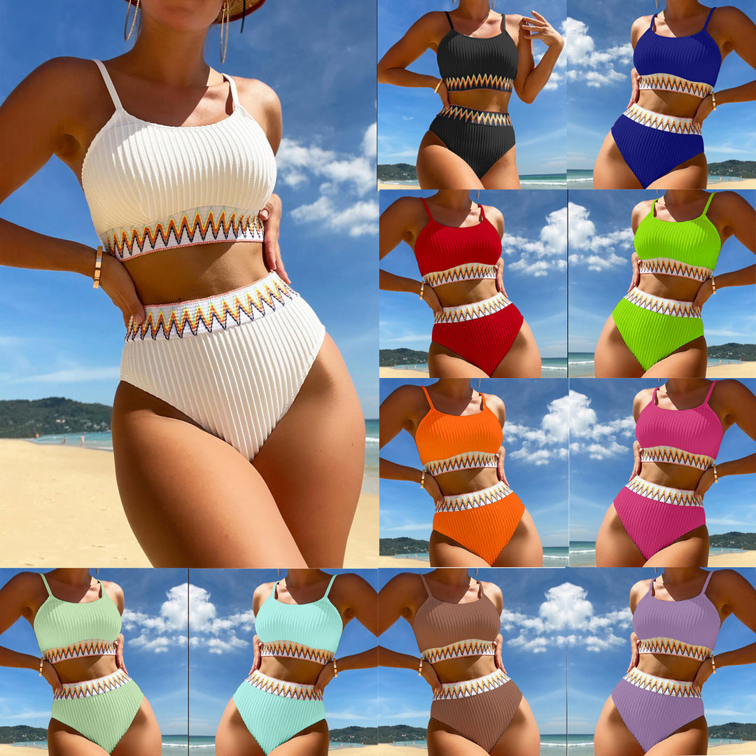 Damen Hochtailliertes Bikiniset mit raffinierten Zierdetails Drune