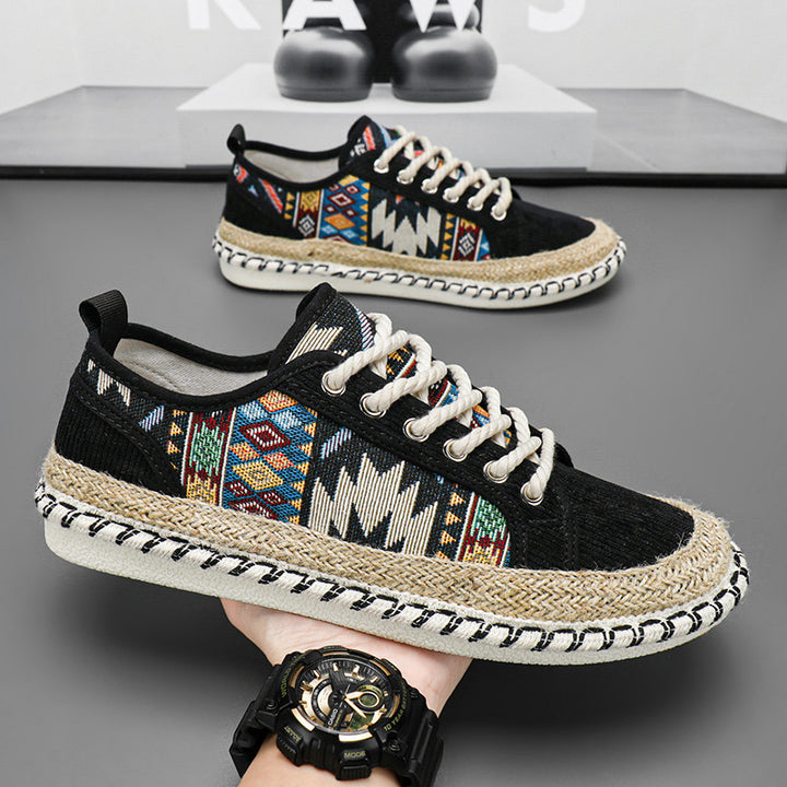 Unisex Espadrille-Sneaker mit geflochtenem Jutemittelsohle und ethnischem Webmuster Drune
