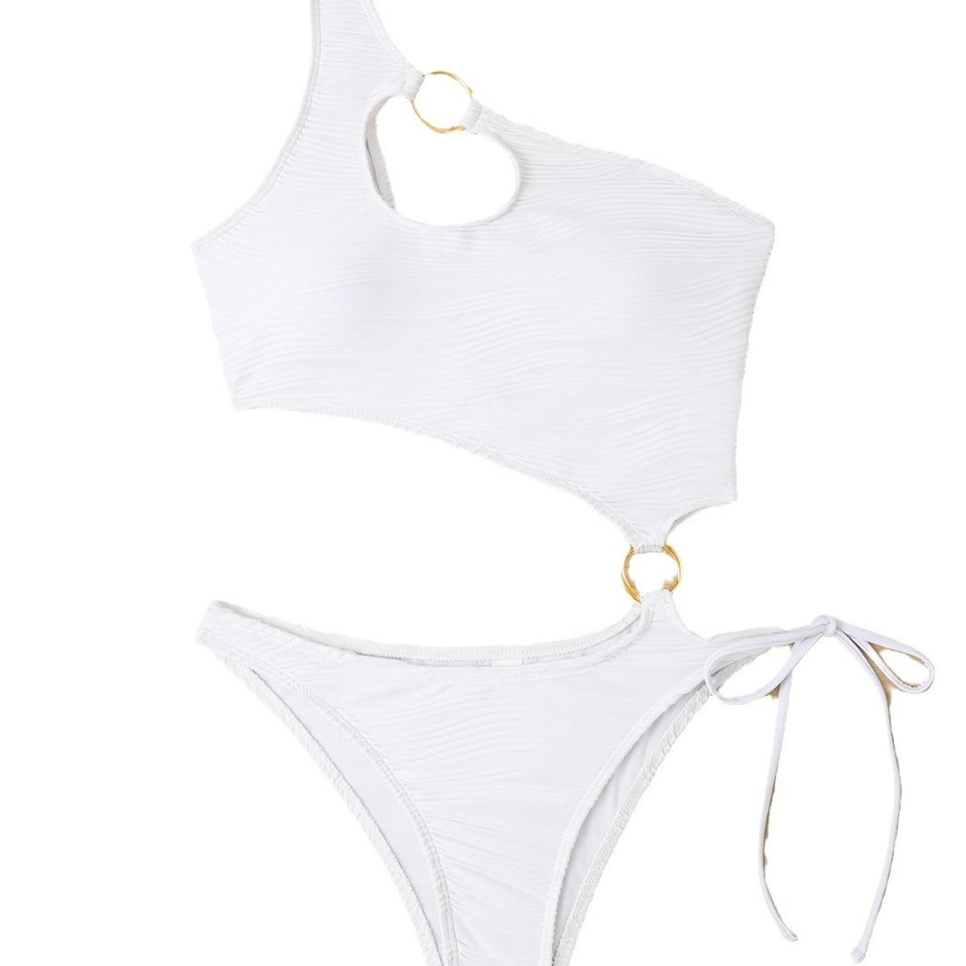 Damen Einseitiger Badeanzug mit Ringdetails Drune