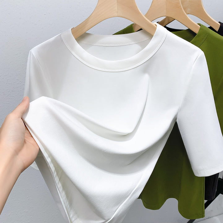 Damen Basic T-Shirt mit weicher Baumwollmischung und körperbetonter Passform Drune