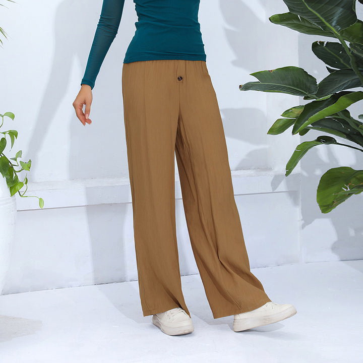 Damen weite und lässige Stoffhose mit seitlichen Eingrifftaschen Drune