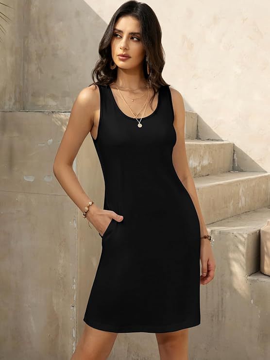 Damen lässiges Sommerkleid mit Taschen Drune