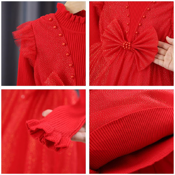 Mädchen Festliches Tüllkleid mit Pailletten und Schleifendetail Drune