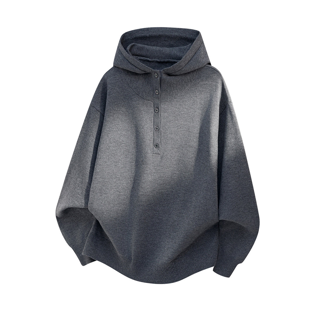 Unisex Oversize Kapuzenpullover mit Knopfleiste und weitem Funnelkragen Drune