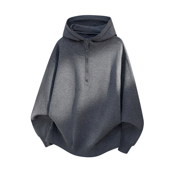 Unisex Oversize Kapuzenpullover mit Knopfleiste und weitem Funnelkragen Drune