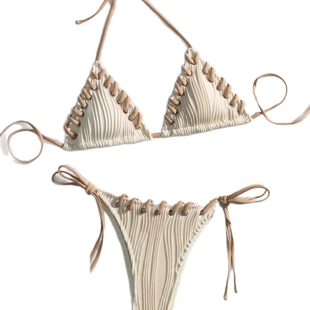 Damen Triangel-Bikini mit kontrastierenden Schnürdetails Drune