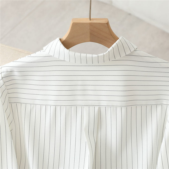 Damen langärmlige Bluse mit feinem Streifenmuster Drune